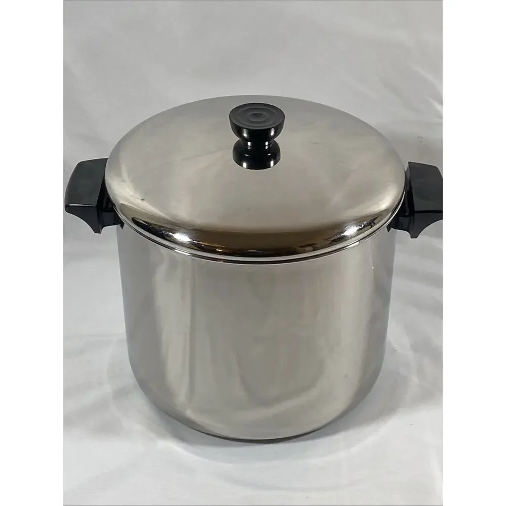 Revere Ware Stainless Steel 8 Qt Quart Stock Pot 91 Lid Tri Ply Disc Bottom USA